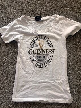 Guinness White Tee with Black and Gold Crest